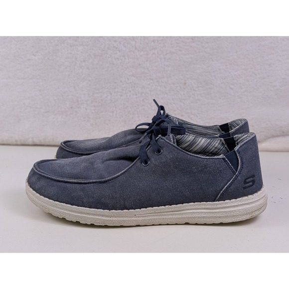 Skechers Other - Skechers Melson Volgo Navy Canvas Moc Toe Loafers Shoes 59988 Mens 10